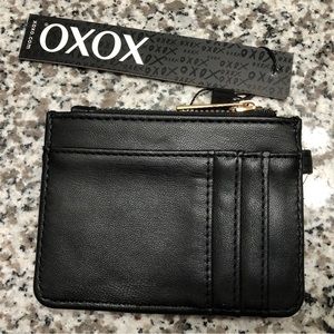 XOXO Women’s Mini Black Vegan Leather Quilted Pattern Wallet Id Coin Case